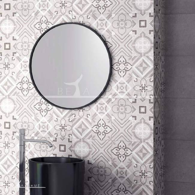 Helena grey bathroom feature wall pattern porcelain tiles