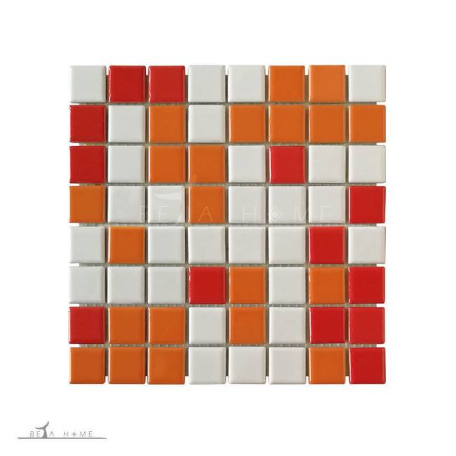Artema ceramic Marina mix red orange and white mosaic tiles