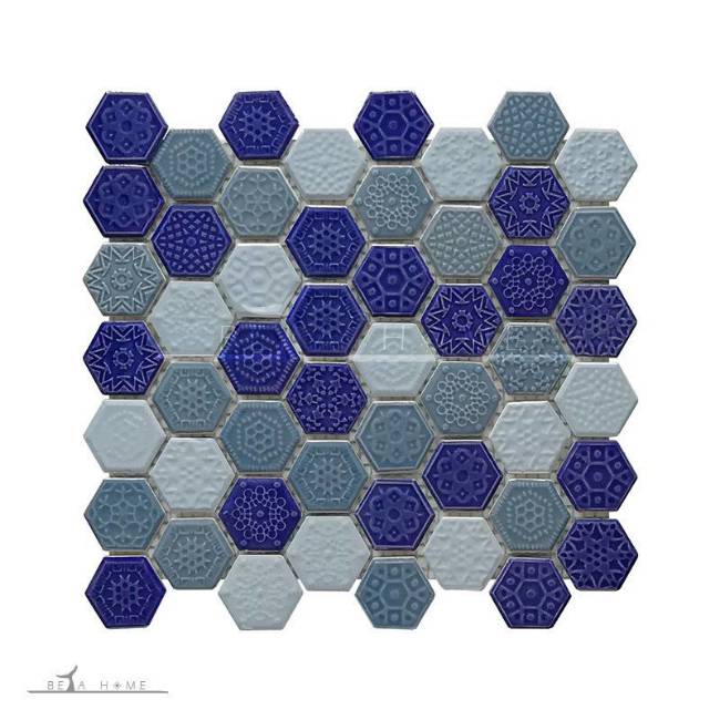  Delta blue textured mosaic tile mix sheet