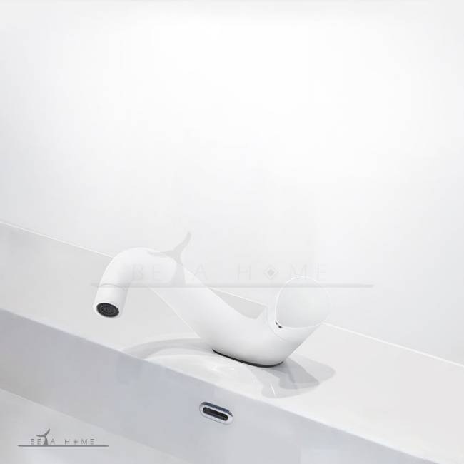 Edrina uniq white designer curved basin tap