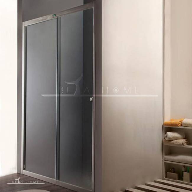 Sliding door shower with chrome or white frame