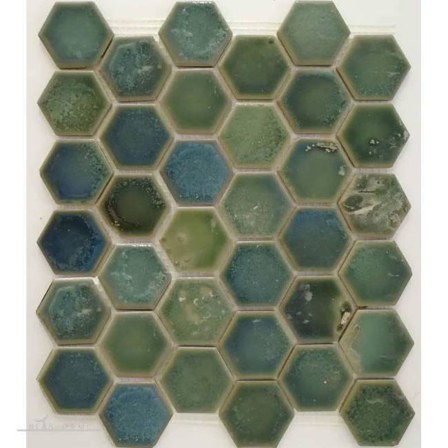 Green hexagon mosaic tile
