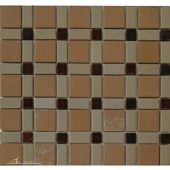 beige cream and maroon mosaic tiles