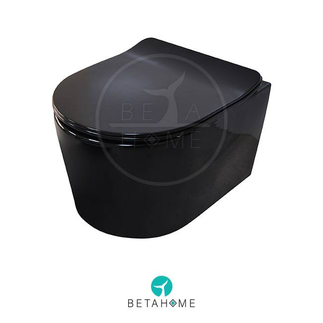 Black Despina Wall-mount Toilet + Soft Close Seat
